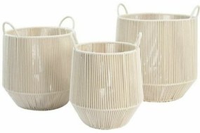 Σετ Καλαθιών DKD Home Decor Μπεζ Μέταλλο (3 Τεμάχια)
