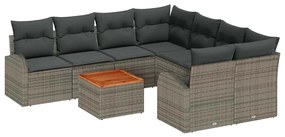 vidaXL Σετ Καναπέ Κήπου 9 pcs Γκρι