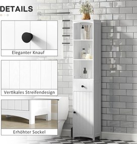 HOMCOM Ντουλάπι μπάνιου με 3 ράφια, 1 συρτάρι, ανθεκτικό, MDF, Λευκό