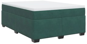 vidaXL Κρεβάτι Boxspring με Στρώμα Σκούρο Πράσινο 140x200εκ. Βελούδινο