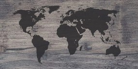 Εικόνα του παγκόσμιου χάρτη σε σκούρο ξύλο - 100x50