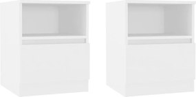 vidaXL Κομοδίνα 2 τεμ. Λευκά 40 x 40 x 50 εκ. από Επεξ. Ξύλο