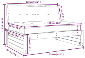 Καναπές Μεσαίος 120 x 80 εκ. από Μασίφ Ξύλο Ψευδοτσούγκας - Καφέ