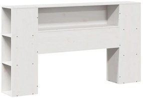 Κρεβάτι Βιβλιοθήκη Χωρίς Στρώμα Λευκό 135x190 εκ Μασίφ Πεύκο - Λευκό
