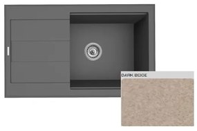 Pyramis Sparta Plus Lux 1B 1D Dark Beige Ένθετος Νεροχύτης από Συνθετικό Γρανίτη 78x48cm
