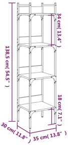 Βιβλιοθήκη 4 Επιπέδων Sonoma Δρυς 35x30x138,5 εκ. Επεξεργ. Ξύλο - Καφέ