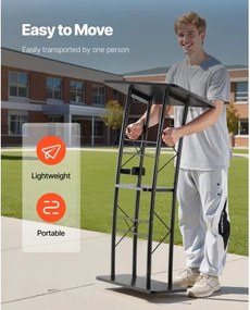 VEVOR Podium Stand 47 in Curved Metal Lectern Storage Shelf Classroom Wedding