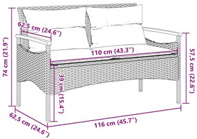 ΠΑΓΚΑΚΙ ΚΗΠΟΥ ΜΑΥΡΟ 116X62,5X74ΕΚ. ΣΥΝΘΕΤΙΚΟ ΡΑΤΑΝ ΜΕ ΜΑΞΙΛΑΡΙΑ 368401