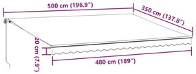 Τέντα Πτυσσόμενη Χειροκίνητη με LED Μπορντό 500x350 εκ. - Πολύχρωμο