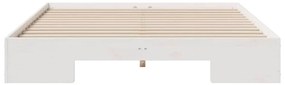 vidaXL Κρεβάτι δαπέδου Λευκό 160 x 200 cm Μασίφ ξύλο πεύκου