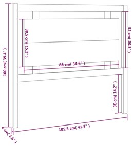 vidaXL Κεφαλάρι Κρεβατιού Λευκό 105,5 x 4 x 100 εκ. Μασίφ Ξύλο Πεύκου