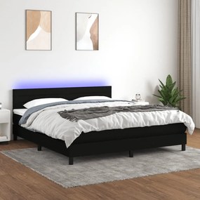 ΚΡΕΒΑΤΙ BOXSPRING ΜΕ ΣΤΡΩΜΑ &amp; LED ΜΑΥΡΟ 160X200 ΕΚ. ΥΦΑΣΜΑΤΙΝΟ 3133247