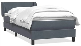 Κρεβάτι Boxspring με Στρώμα Σκούρο Γκρι 100x210 εκ. Βελούδινο