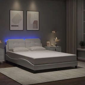 vidaXL Πλαίσιο Κρεβατιού με LED Χωρίς Στρώμα Zadar Λευκό 140x190 εκ.
