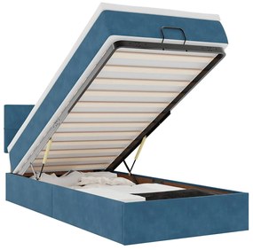 vidaXL Οθωμανικό κρεβάτι με στρώμα σκούρο μπλε 90x190cm Velvet
