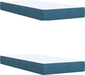 vidaXL Κρεβάτι Boxspring με Στρώμα Μπλε 200x200 εκ. Βελούδινο