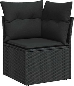 vidaXL Σετ Καναπέ Κήπου με μαξιλάρι 8 pcs Μαύρο Πολυ ράταν