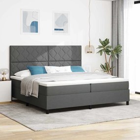 vidaXL Κρεβάτι Box Spring με Στρώμα Σκούρο Γκρι 200x200 εκ Ύφασμα