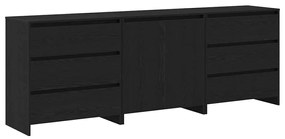 vidaXL Πλαϊνό γραφείο 3 pcs Μαύρο 70 x 41 x 75 εκ. Επεξεργασμένο ξύλο