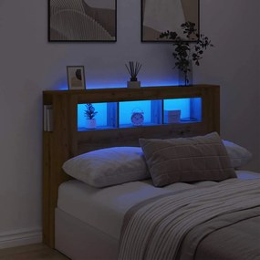 vidaXL LED κεφαλάρι Artisan Oak 140x18,5x103,5 cm Κατασκευασμένο ξύλο