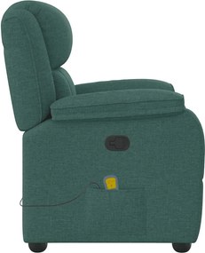 vidaXL Πολυθρόνα Μασάζ Ανακλινόμενη Σκούρο Πράσινο Υφασμάτινη