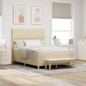 vidaXL Κρεβάτι Με Στρώμα & Πάγκο Κρεμ 140x200 εκ Ύφασμα
