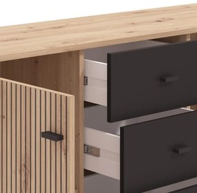 Μπουφές Avignon 138 3K4F2V Artisan oak - Μαύρο 139x40x90εκ. 139x40x90 εκ.