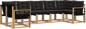 vidaXL Σειρά Καναπέ Εξωτερικού με μαξιλάρι 7 pcs Λευκό και Μαύρο