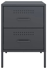 vidaXL Κομοδίνο Ανθρακί 36x39x50,5 εκ. από Χάλυβα
