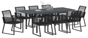 vidaXL Σέτ φαγητού για κήπο 9 pcs Μαύρο Πολυ ράταν