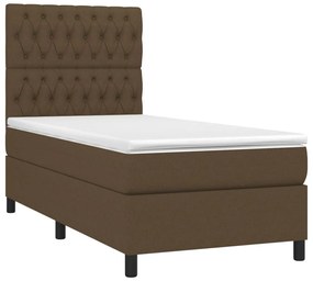 Κρεβάτι Boxspring με Στρώμα Σκούρο Καφέ 100x200 εκ. Υφασμάτινο - Καφέ