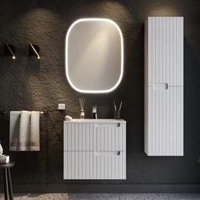 Martin Enza 60 White Matt  MDF - Πάγκος με Νιπτήρα &amp; Καθρέπτη