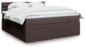 Κρεβάτι Boxspring με Στρώμα Σκούρο Καφέ 180x200 εκ Υφασμάτινο - Καφέ