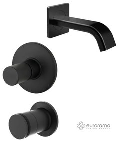 Eurorama RES PRO Μίκτης εντοιχισμού &amp; La Torre εκτροπέας περιστροφικός 2 εξόδων &amp; Στόμιο επίτοιχο 14,2cm Φ31mm Black Matt