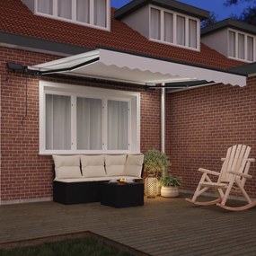 vidaXL Αναδιπλούμενη τέντα Λευκό 350 x 250 εκ Ύφασμα και αλουμίνιο