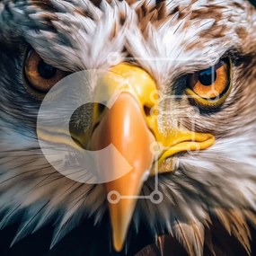 Intra Συλλεκτικό Ξύλινο Παζλ Plywood 4mm - Εκπληκτική κοντινή λήψη του κεφαλιού ενός αετού Σε Ξύλινο Κουτί - Διαστάσεις: 10x10 cm – 25 κομμάτια