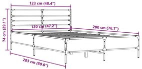 ΠΛΑΙΣΙΟ ΚΡΕΒΑΤΙΟΥ ΜΑΥΡΟ 120X200 ΕΚ. ΕΠΕΞ. ΞΥΛΟ &amp; ΜΕΤΑΛΛΟ 3280037