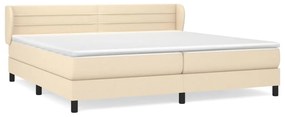 Κρεβάτι Boxspring με Στρώμα Κρεμ 200x200 εκ. Υφασμάτινο - Κρεμ