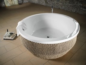 Acrilan Coral - Στρόγγυλη Μπανιέρα Φ150 cm - Maxxcoat, Χωρίς Υδρομασάζ, Λινάρι