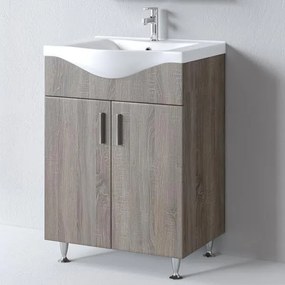 Bathroom Βench with Sink SIENA 65 Sonoma Dark 65x46x85 εκ.