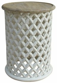Βοηθητικό Τραπέζι DKD Home Decor Λευκό Φυσικό Ξύλο από Μάνγκο 45 x 45 x 62 cm