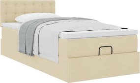 vidaXL Οθωμανικό κρεβάτι με στρώμα Cream 90x190cm ύφασμα
