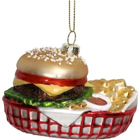 JΚ Home Décor - Στολίδι Hamburger & Fries Γυάλινο 10.2cm