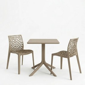 Τραπεζαρία Groovy Hush pakoworld σετ 3τεμ cappuccino PP 60x60x76εκ