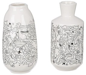 Βάζο ArteLibre Modern Art Λευκό Πορσελάνη Φ7.5x15cm Σε 2 Σχέδια