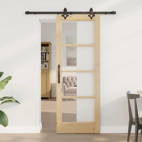 vidaXL Συρόμενη Πόρτα  με Σετ Εξαρτημάτων 73.5x198.5 εκ. Μασίφ Ξύλο Πεύκου