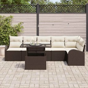 vidaXL Σετ Καναπέ Κήπου 7 pcs Καφέ 100 x 55 x 73 εκ Πολυ ράταν