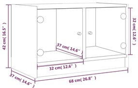 Βοηθητικό Ντουλάπι Καφέ Δρυς 68x37x42 εκ. Γυάλινες Πόρτες - Καφέ