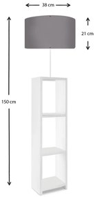 Φωτιστικό δαπέδου Launo Megapap υφασμάτινο Pvc/MDF χρώμα λευκό - γκρι 38x38x150εκ.