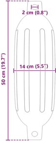 vidaXL Φτερά Σκαφών 2 τμχ. Ø 14 x 50 εκ Λευκό PVC